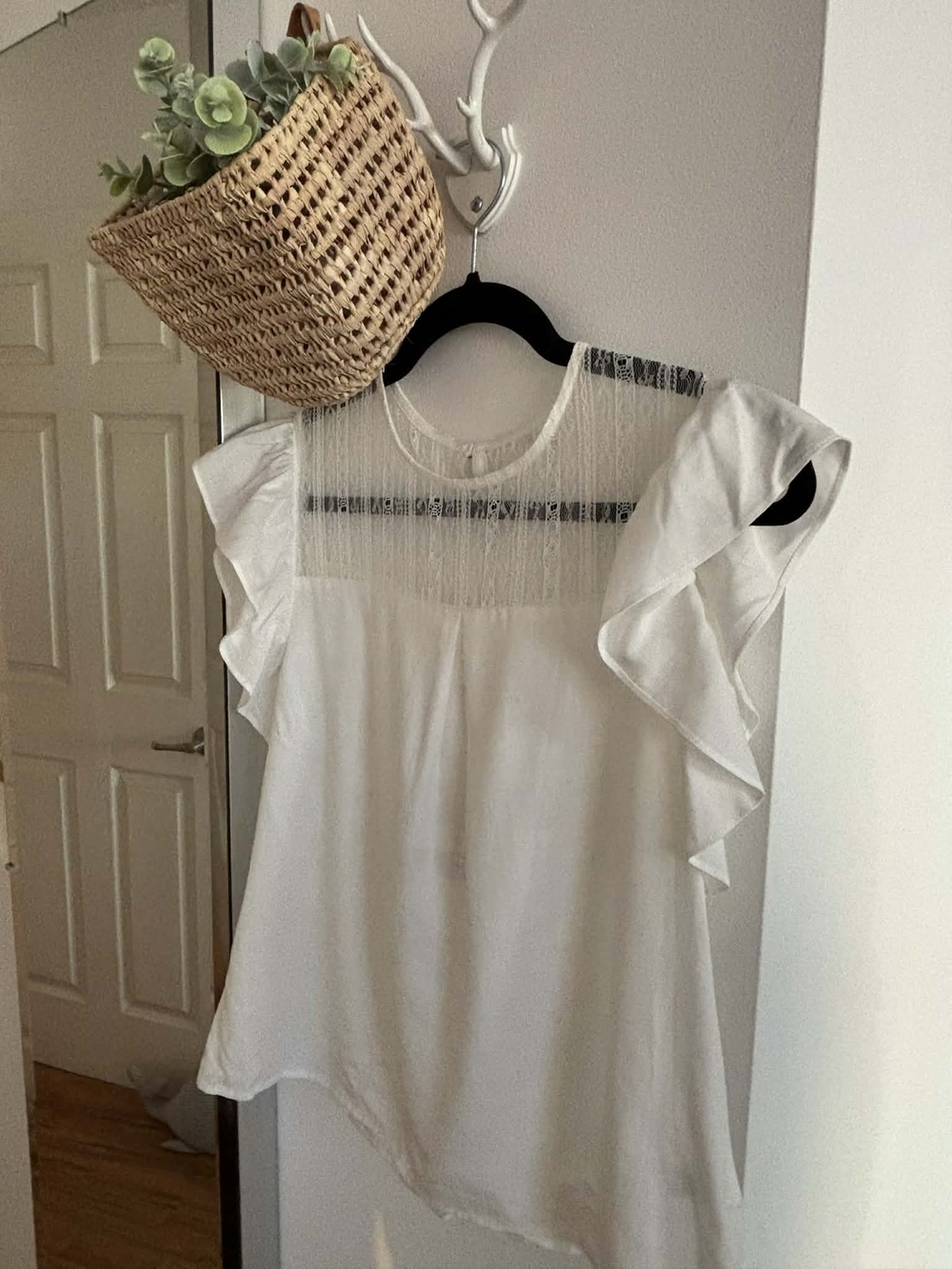 NWT Pink Martini White Lace Yoke Blouse